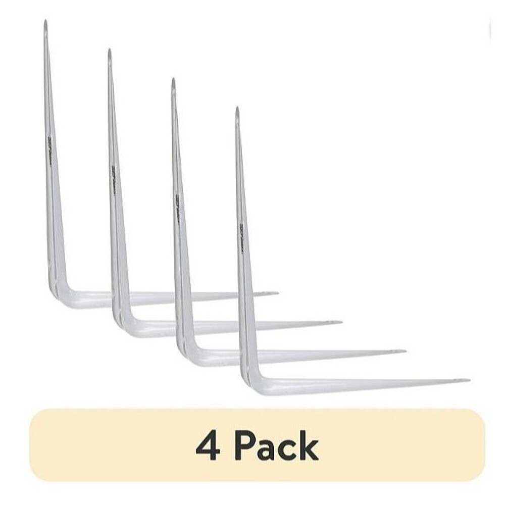 Hyper Tough 10 inch x 12 inch Shelf Bracket White, Pre-Drilled Holes - 4 Pack